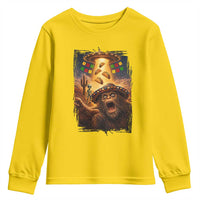 Funny Bigfoot Alien Selfie Youth Sweatshirt Cinco De Mayo Party Gift