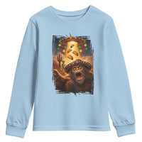 Funny Bigfoot Alien Selfie Youth Sweatshirt Cinco De Mayo Party Gift