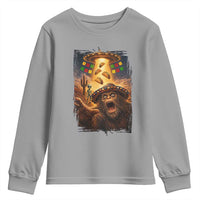 Funny Bigfoot Alien Selfie Youth Sweatshirt Cinco De Mayo Party Gift