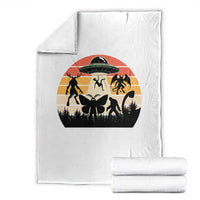 Retro Sunset Cryptid Squad Throw Blanket Cryptid Lover Gift