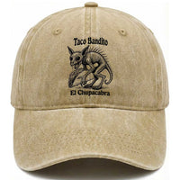 Funny Chupacabra Taco Bandito Washed Cotton Baseball Cap Gift For Mexican Food Fan