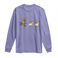 Funny Mexican Fiesta Gift Long Sleeve Shirt Chupacabra Chasing Taco Goat