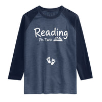 Pregnancy Announcement For Book Lovers Raglan Shirt Reading For Two