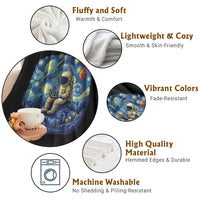 Starry Night Space Bookworm Throw Blanket Funny Astronaut Reader Gift