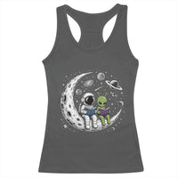 Funny Bookworm In Space Racerback Tank Top Cute Astronaut And Alien Reading