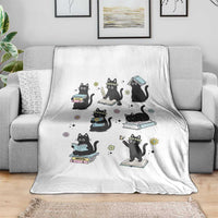 Bookish Black Cat Throw Blanket Funny Librarian Cat Lover Gift