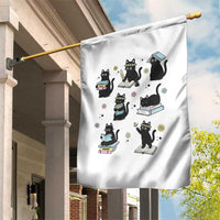 Bookish Black Cat Garden Flag Funny Librarian Cat Lover Gift