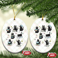 Bookish Black Cat Ceramic Ornament Funny Librarian Cat Lover Gift