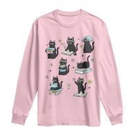 Bookish Black Cat Long Sleeve Shirt Funny Librarian Cat Lover Gift