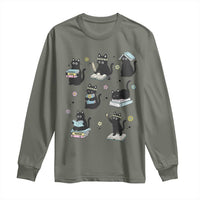 Bookish Black Cat Long Sleeve Shirt Funny Librarian Cat Lover Gift