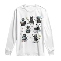 Bookish Black Cat Long Sleeve Shirt Funny Librarian Cat Lover Gift