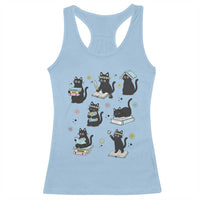 Bookish Black Cat Racerback Tank Top Funny Librarian Cat Lover Gift
