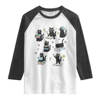 Bookish Black Cat Raglan Shirt Funny Librarian Cat Lover Gift