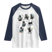 Bookish Black Cat Raglan Shirt Funny Librarian Cat Lover Gift