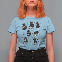 Bookish Black Cat T Shirt For Women Funny Librarian Cat Lover Gift