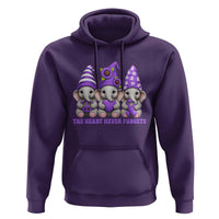 Cute Elephant Gnome Purple Ribbon Alzheimer's Support Hoodie The Heart Never Forgets