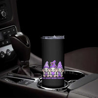 Cute Elephant Gnome Purple Ribbon Alzheimer's Support Skinny Tumbler The Heart Never Forgets
