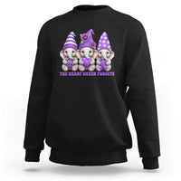 Cute Elephant Gnome Purple Ribbon Alzheimer's Support Sweatshirt The Heart Never Forgets
