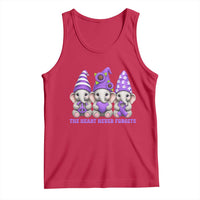 Cute Elephant Gnome Purple Ribbon Alzheimer's Support Tank Top The Heart Never Forgets