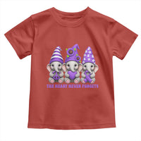 Cute Elephant Gnome Purple Ribbon Alzheimer's Support Toddler T Shirt The Heart Never Forgets