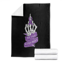 Not Today Alzheimers Throw Blanket Funny Skeleton Middle Finger Purple Ribbon