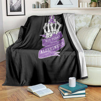 Not Today Alzheimers Throw Blanket Funny Skeleton Middle Finger Purple Ribbon