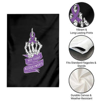 Not Today Alzheimers Garden Flag Funny Skeleton Middle Finger Purple Ribbon