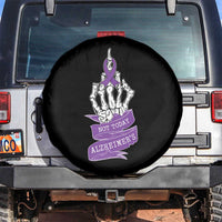 Not Today Alzheimers Spare Tire Cover Funny Skeleton Middle Finger Purple Ribbon