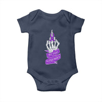 Not Today Alzheimers Baby Onesie Funny Skeleton Middle Finger Purple Ribbon