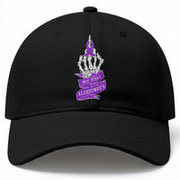 Not Today Alzheimers Baseball Cap Funny Skeleton Middle Finger Purple Ribbon