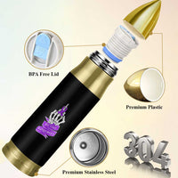 Not Today Alzheimers Bullet Tumbler Funny Skeleton Middle Finger Purple Ribbon