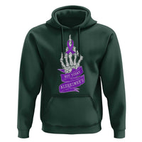 Not Today Alzheimers Hoodie Funny Skeleton Middle Finger Purple Ribbon