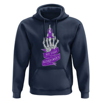 Not Today Alzheimers Hoodie Funny Skeleton Middle Finger Purple Ribbon