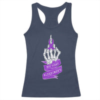 Not Today Alzheimers Racerback Tank Top Funny Skeleton Middle Finger Purple Ribbon