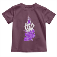 Not Today Alzheimers Toddler T Shirt Funny Skeleton Middle Finger Purple Ribbon