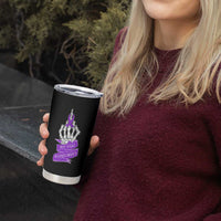 Not Today Alzheimers Tumbler Cup Funny Skeleton Middle Finger Purple Ribbon