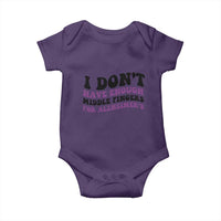 I Dont Have Enough Middle Fingers For Alzheimers Baby Onesie Groovy Purple Retro