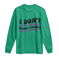 I Dont Have Enough Middle Fingers For Alzheimers Long Sleeve Shirt Groovy Purple Retro