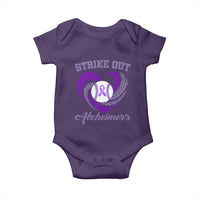 Strike Out Alzheimers Baby Onesie Purple Ribbon Baseball Hope Support