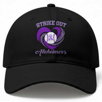 Strike Out Alzheimers Baseball Cap Purple Ribbon Baseball Hope Support