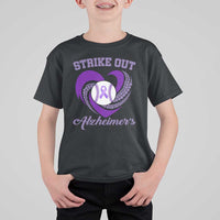 Strike Out Alzheimers T Shirt For Kid Purple Ribbon Baseball Hope Support
