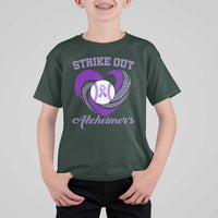 Strike Out Alzheimers T Shirt For Kid Purple Ribbon Baseball Hope Support