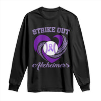 Strike Out Alzheimers Long Sleeve Shirt Purple Ribbon Baseball Hope Support