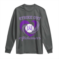 Strike Out Alzheimers Long Sleeve Shirt Purple Ribbon Baseball Hope Support