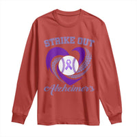 Strike Out Alzheimers Long Sleeve Shirt Purple Ribbon Baseball Hope Support