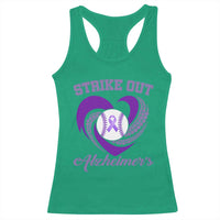 Strike Out Alzheimers Racerback Tank Top Purple Ribbon Baseball Hope Support