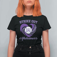 Strike Out Alzheimers T Shirt For Women Purple Ribbon Baseball Hope Support
