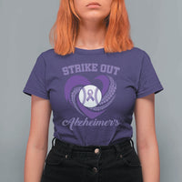 Strike Out Alzheimers T Shirt For Women Purple Ribbon Baseball Hope Support