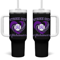 Strike Out Alzheimers Tumbler With Handle Purple Ribbon Baseball Hope Support