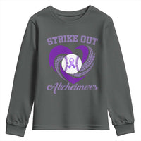 Strike Out Alzheimers Youth Sweatshirt Purple Ribbon Baseball Hope Support
